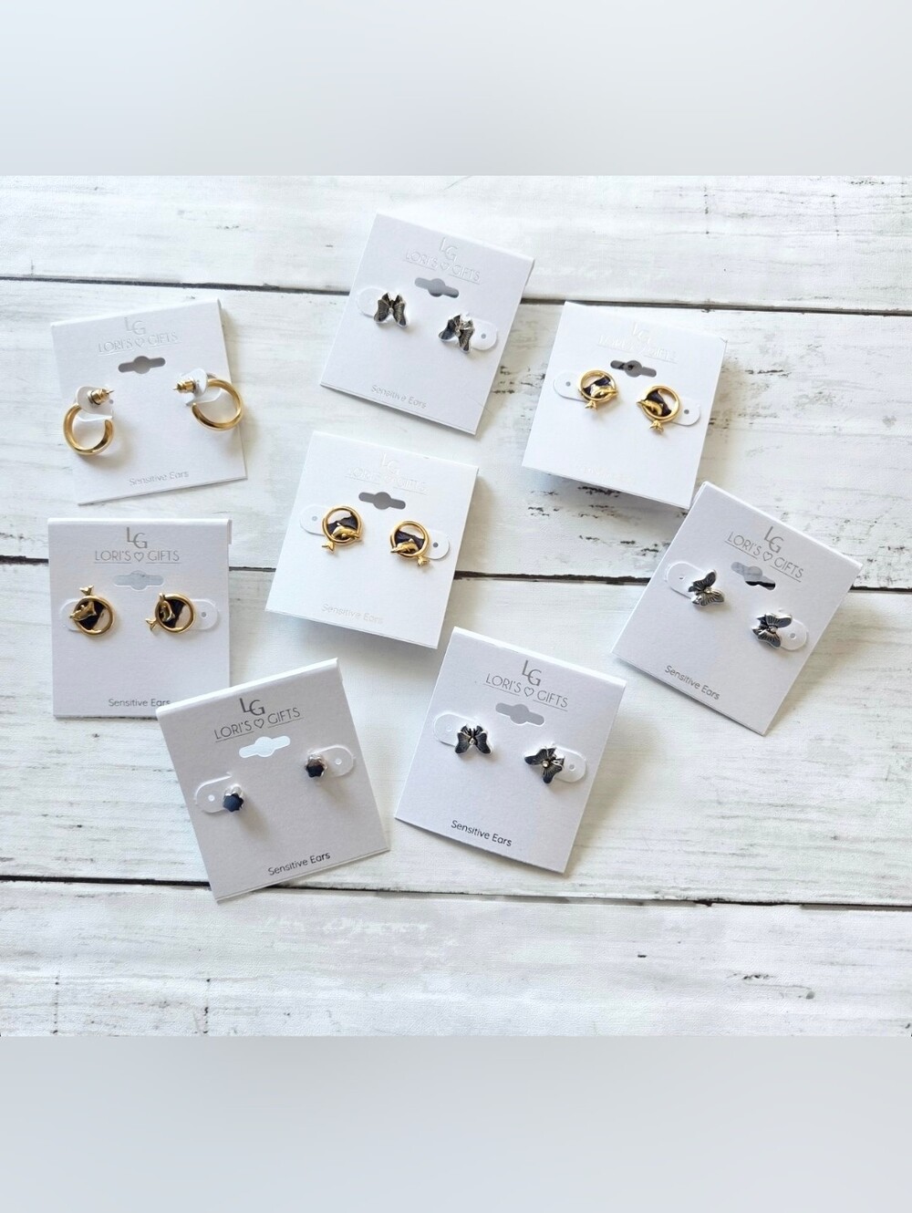 8PC Lori's Gifts Silver/ Gold Tone Post/ Hoop Earring Bundle New!